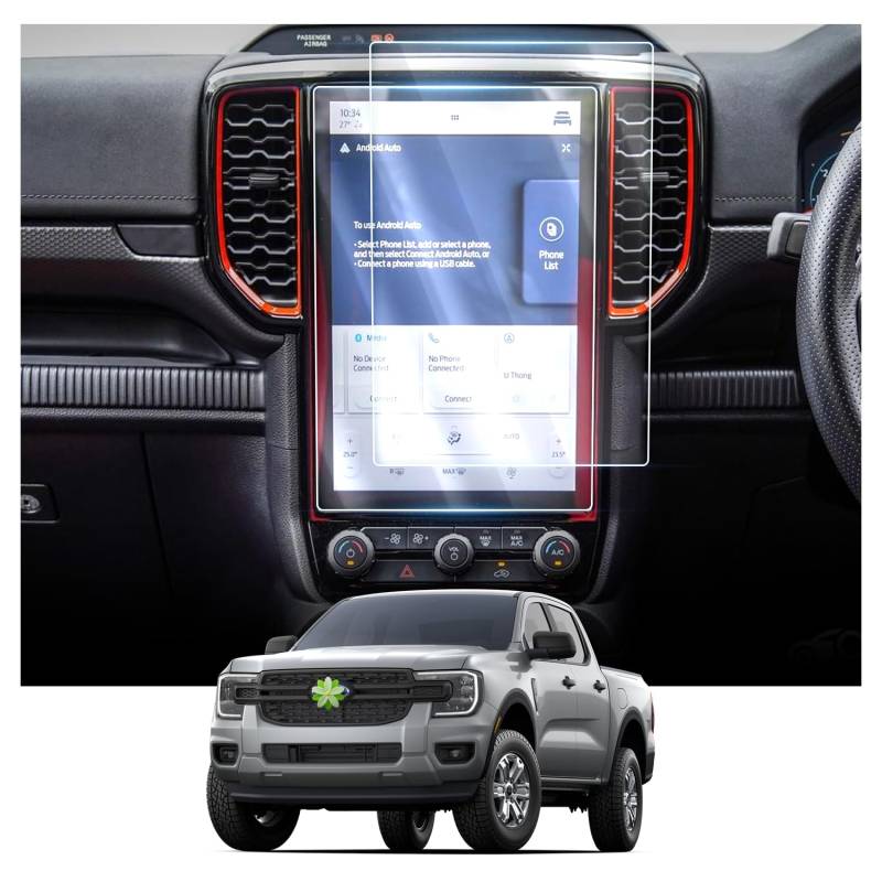 [2 Stücke] Ruiya Kompatibel mit Neu Ford Ranger Wildtrak Sync 4 12" 2023 2024 Navigation Schutzfolie,Nano Material Navigation Displayschutzfolie GPS Touchscreen Schutzfolie Auto Navigation Glas von RUIYA