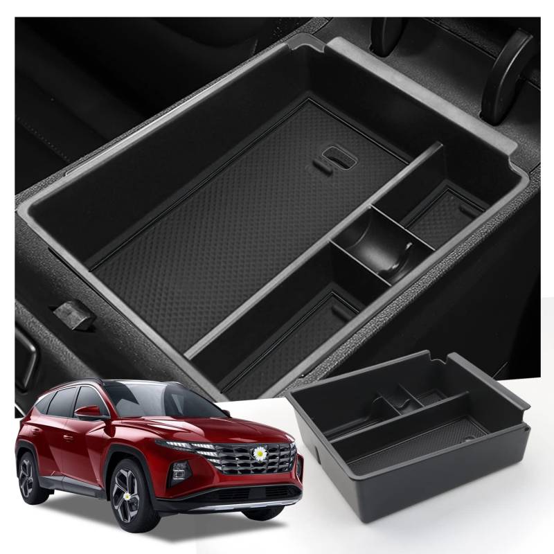 Ruiya Kompatibel mit Hyundai Tucson NX4 (Automatische) 2021-2023 2024 Mittelkonsole Aufbewahrungsbox, Armlehne Organizer Tray Mittelarmlehne Handschuhfach Mittelkonsole Organizer Tucson Zubehör von RUIYA