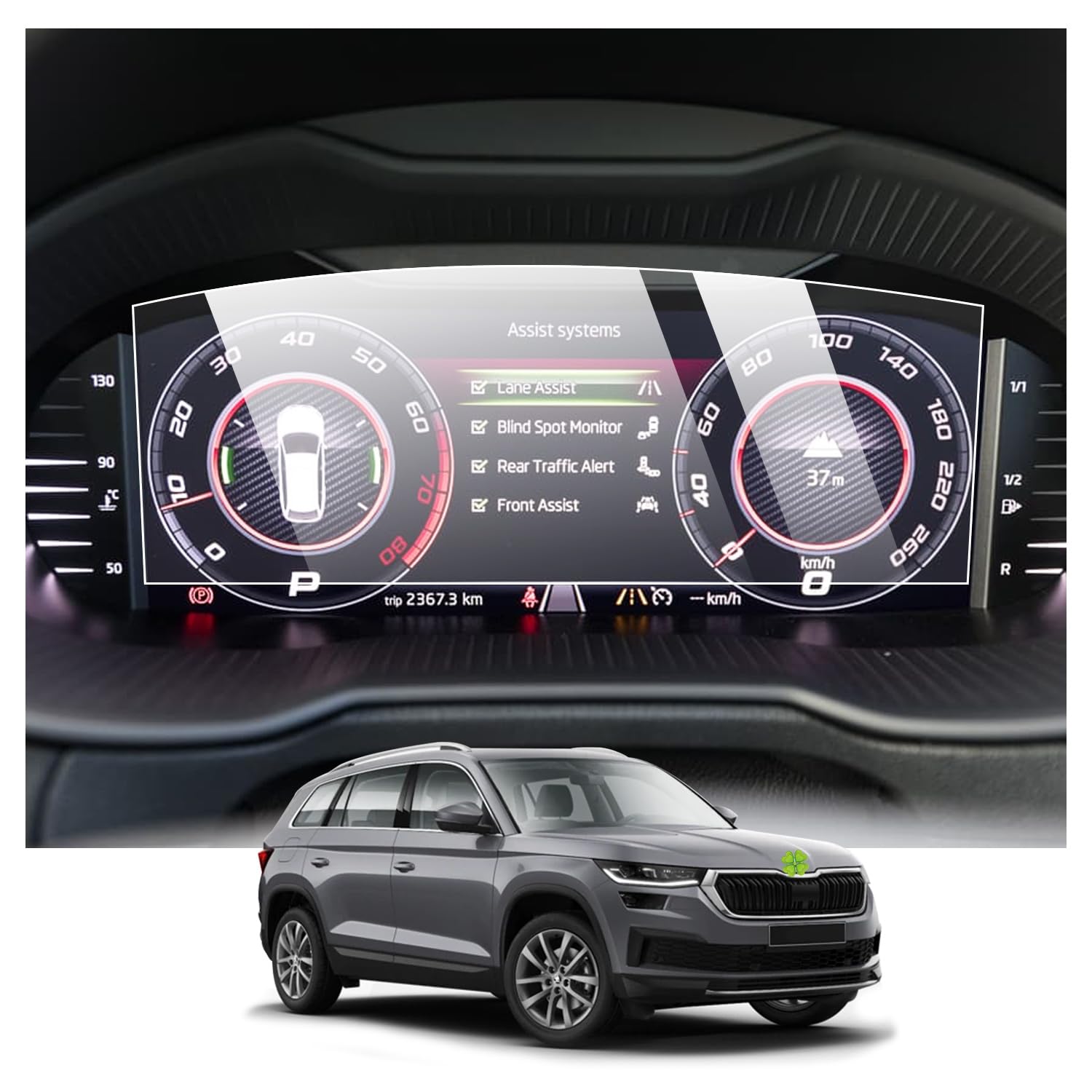 RUIYA 10.25" Skoda Kodiaq 2019-2023 /Karoq 2018-2024 Navigation Schutzfolie, Kompatibel mit Kodiaq Karoq GPS Displayschutzfolie 9H Kratzfest Anti-Fingerprint Kodiaq Schutzfolie Auto Navigation Glas von RUIYA