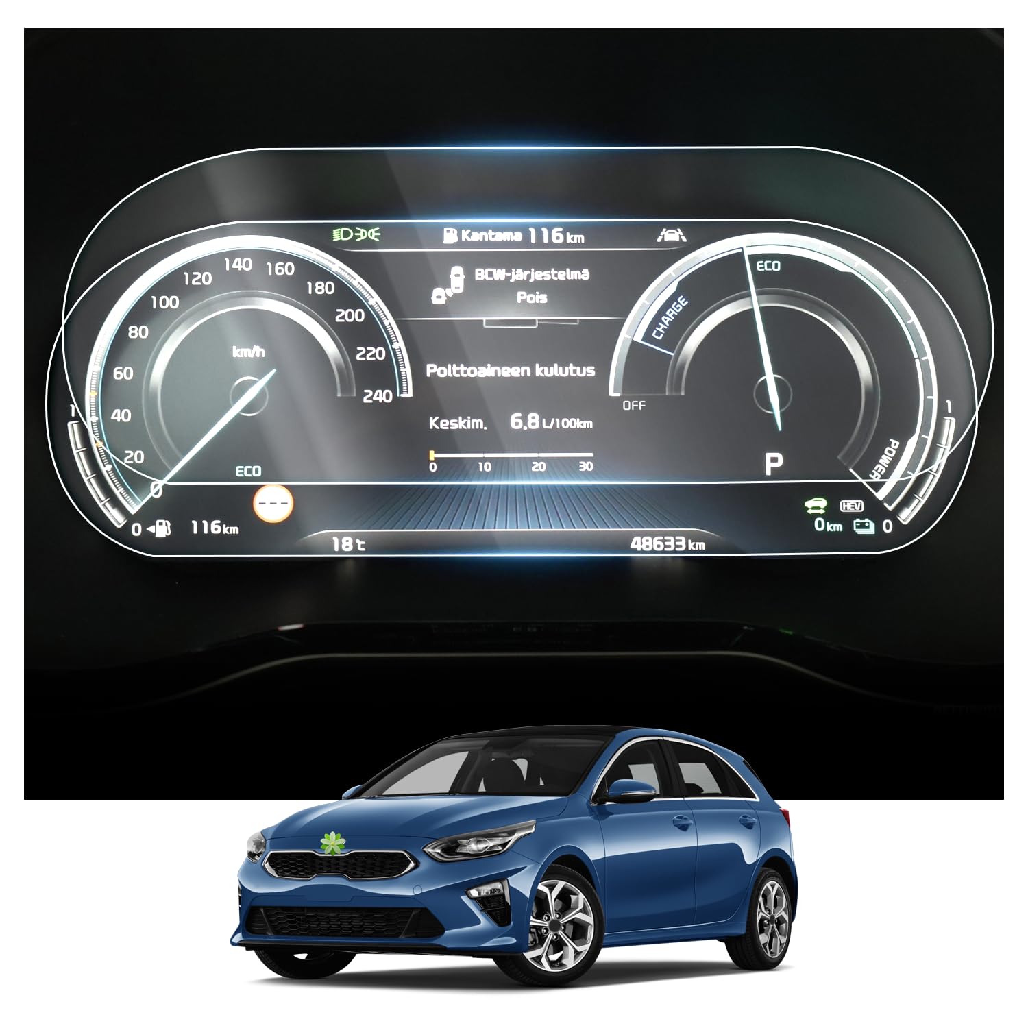 RUIYA 12,3" Kia Ceed SW GT Line/Proceed GT/XCeed 2023 2024 Digital Cockpit Schutzfolie,Nano Material Displayschutzfolien Touchscreen Schutzfolie Auto Instrument Cluster Ceed Zubehör [2 Stücke] von RUIYA