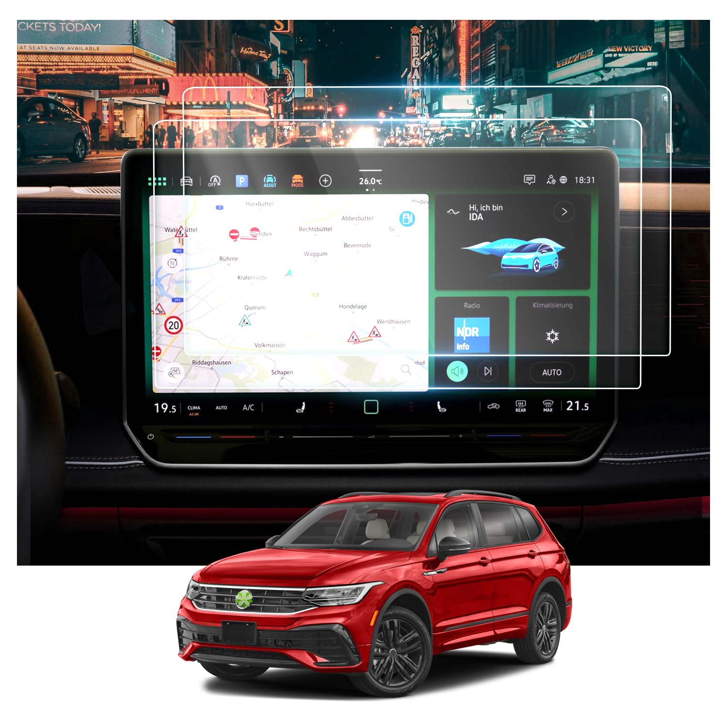 [2 Stücke] Ruiya für 15" Neu VW ID.7 2024 2025 Navigation Schutzfolie, Nano Material Navigation Displayschutzfolien GPS Touchscreen Schutzfolie Auto Navigation Glas VW ID.7 Zubehör von RUIYA