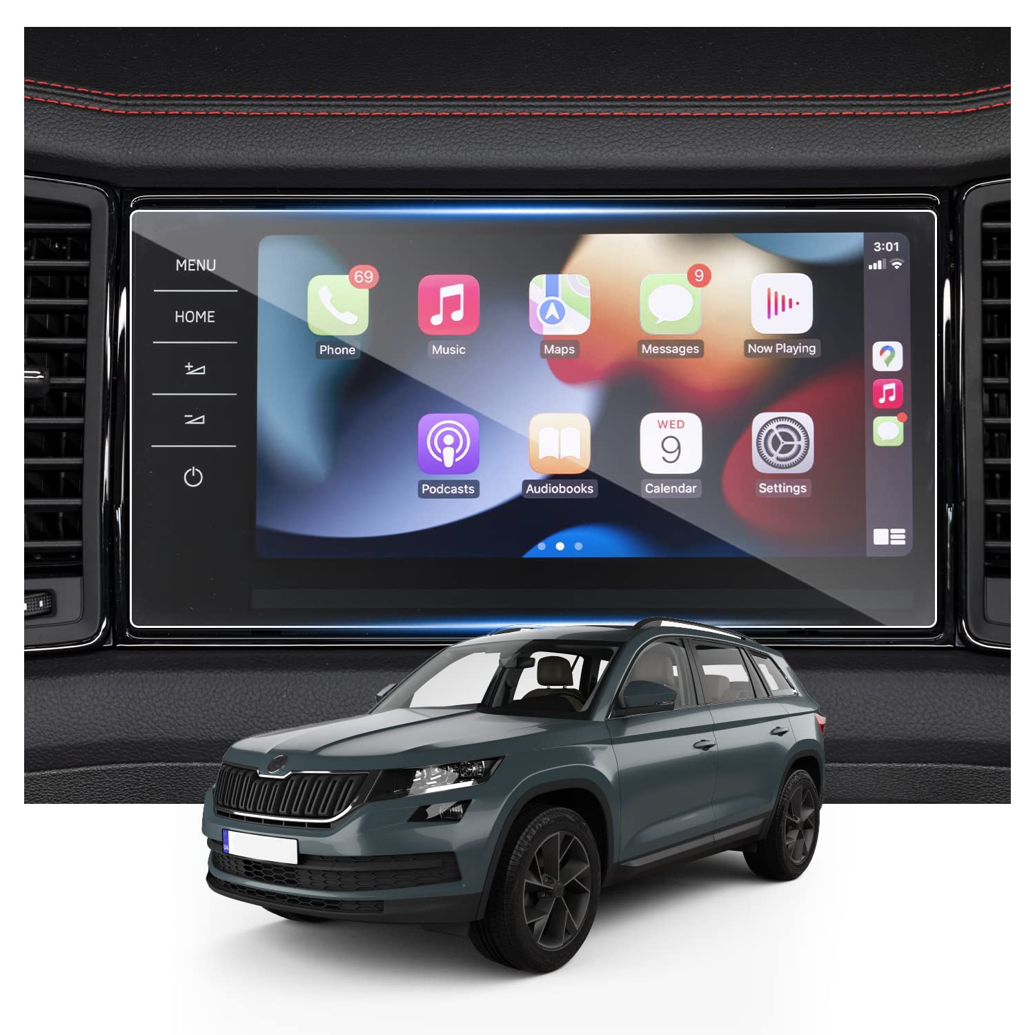 Ruiya 9.2" Skoda Kodiaq 2017-2023 /Karoq 2018-2024 Navigation Schutzfolie, Kompatibel mit Kodiaq Karoq GPS Displayschutzfolie 9H Kratzfest Anti-Fingerprint Kodiaq Schutzfolie Auto Navigation Glas von RUIYA