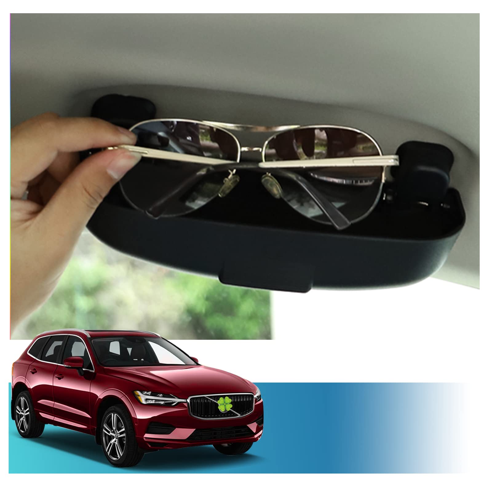 Ruiya Sonnenbrillenhalter Auto Kompatibel mit Volvo XC40 XC60 XC90 V90 S90 V60 S60, Brillenetui Auto Aufbewahrungsbox Organizer Auto Glasses Case Holder Sonnenbrille Brillenetui Brillenbox von RUIYA