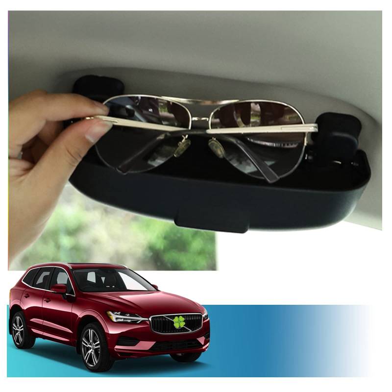 RUIYA Sonnenbrillenhalter Auto Kompatibel mit Volvo XC40 XC60 XC90 V90 S90 V60 S60, Brillenetui Auto Aufbewahrungsbox Organizer Auto Glasses Case Holder Sonnenbrille Brillenetui Brillenbox von RUIYA