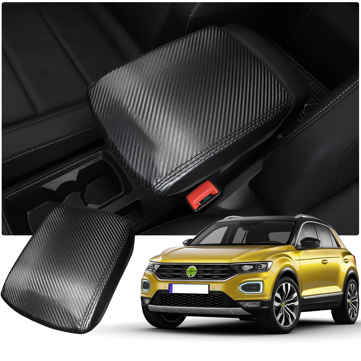 Ruiya Kompatibel mit VW T-ROC 2018-2023 2024 Mittelarmlehne Abdeckung,Mittelkonsole Armlehnenbezug Armlehnen Abdeckung T-ROC Mittelkonsole Armlehne Box Cover Mittelarmlehnenabdeckung T ROC Zubehör von RUIYA