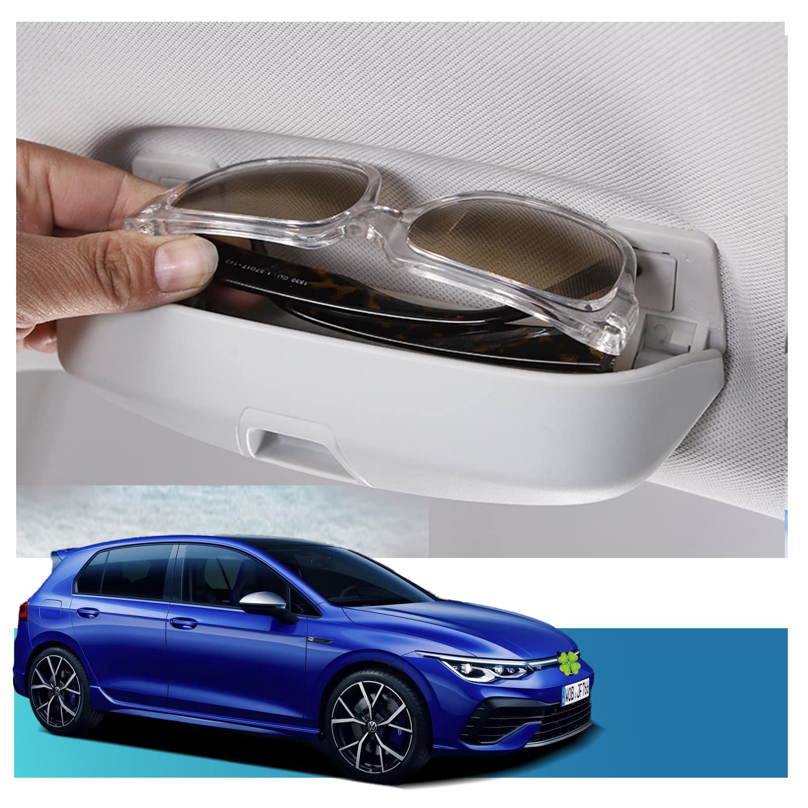 Ruiya Sonnenbrillenhalter Auto Kompatibel mit VW Golf 8 2020-2023 2024,Brillenetui Auto Golf 8 Aufbewahrungsbox Organizer Auto Glasses Case Holder Brillenetui Auto Sonnenbrille Brillenetui Brillenbox von RUIYA