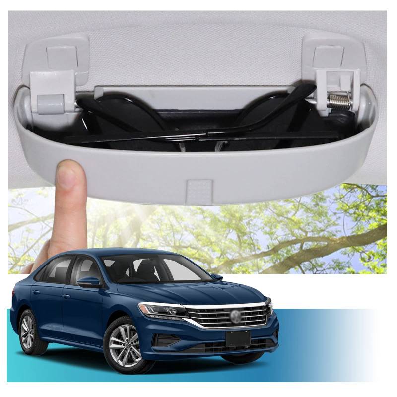 Ruiya Sonnenbrillenhalter Auto Kompatibel mit VW Tiguan 2 Golf 7 7.5 P*assat B8 T*Ouran L, Brillenetui Auto Aufbewahrungsbox Organizer Auto brillenhalter Auto Sonnenbrille Brillenetui Brillenbox von RUIYA