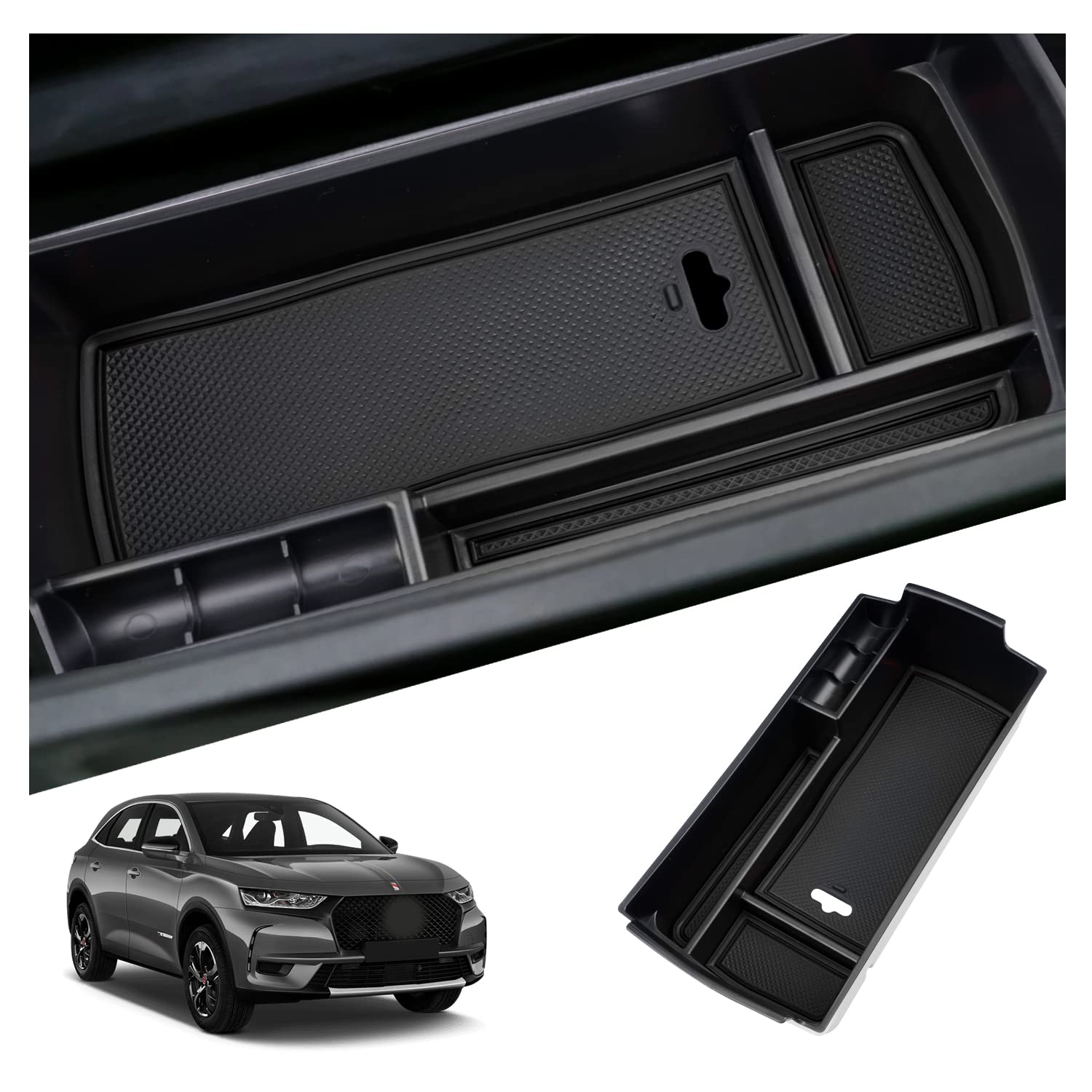 Ruiya Kompatibel mit Citroen DS7 Crossback 2017-2024 Mittelkonsole Aufbewahrungsbox, Armlehne Organizer Tray Mittelarmlehne Handschuhfach Storage Box DS7 Crossback Zubehör Mittelkonsole Ablagefach von RUIYA