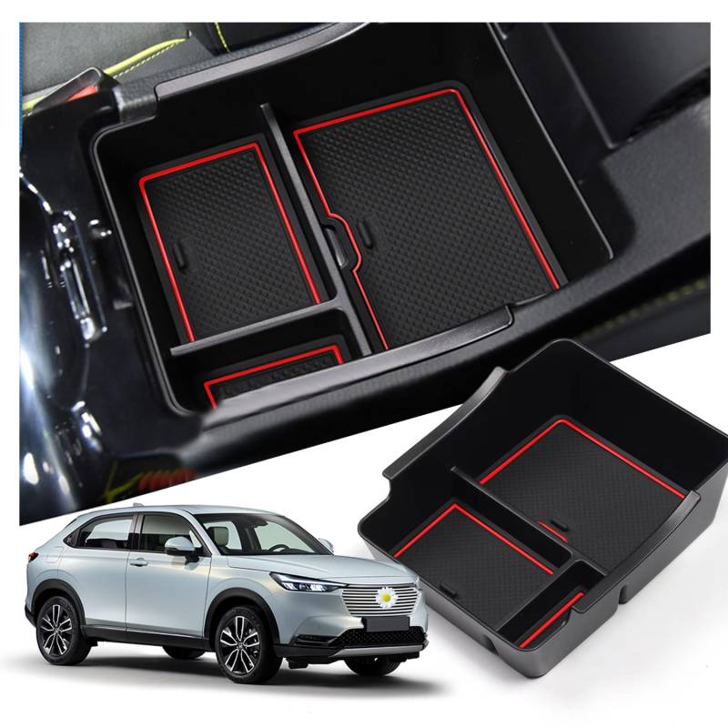 Ruiya Kompatibel mit Honda HR-V | Hybrid 2022-2024 2025 Mittelkonsole Aufbewahrungsbox, HR-V Armlehne Organizer Tray Mittelarmlehne Handschuhfach Mittelkonsole Organizer Ablagefach HRV Zubehör von RUIYA