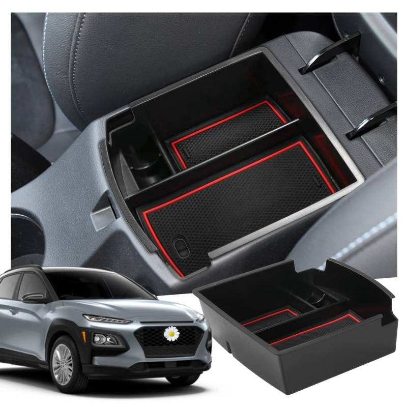 Ruiya Kompatibel mit Hyundai Kona Hybrid N Line 2018-2022 Mittelkonsole Aufbewahrungsbox, Kona Armlehne Organizer Tray Mittelarmlehne Handschuhfach Mittelarmlehne Kona Zubehör Storage Box von RUIYA