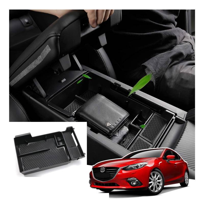 Ruiya Kompatibel mit Mazda 3 BP 2019-2024 Mittelkonsole Aufbewahrungsbox, Mazda 3 Armlehne Organizer Tray Mittelarmlehne Handschuhfach Mittelkonsole Organizer Mazda 3 Zubehör Mittelkonsole Ablagefach von RUIYA