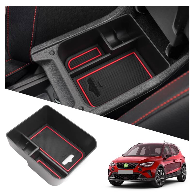 Ruiya Kompatibel mit Seat Arona | Seat Ibiza 2018-2025 Mittelkonsole Aufbewahrungsbox, Ibiza Armlehne Organizer Tray Mittelarmlehne Handschuhfach Mittelkonsole Organizer Ablagefach Ibiza Zubehör von RUIYA