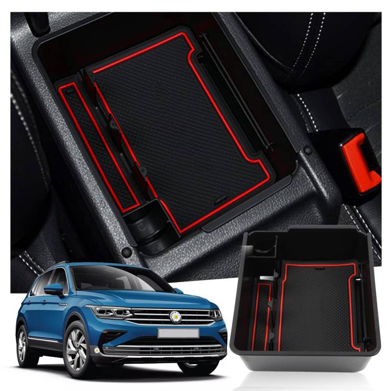 Ruiya Kompatibel mit VW Tiguan 1 2007-2015 Mittelkonsole Aufbewahrungsbox, Armlehne Organizer Tray Mittelarmlehne Handschuhfach Mittelkonsole Organizer Tiguan Zubehör Mittelkonsole Ablagefach von RUIYA