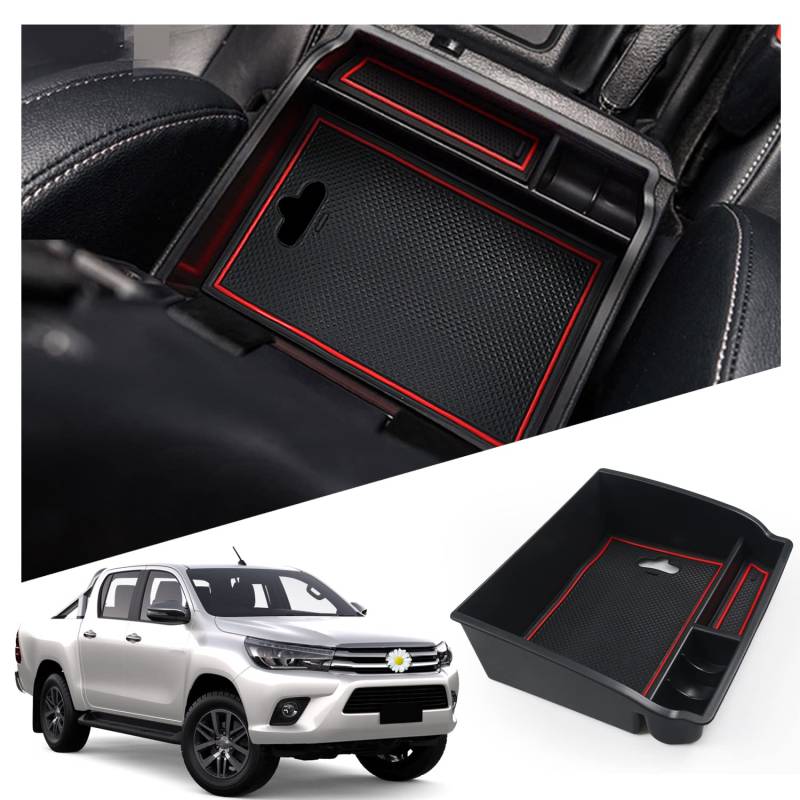 Ruiya Kompatibel mit 2016-2024 Toyota Hilux Mittelkonsole Aufbewahrungsbox, Hilux Armlehne Organizer Tray Mittelarmlehne Handschuhfach Mittelarmlehne Box Hilux Zubehör Mittelkonsole Ablagefach von RUIYA