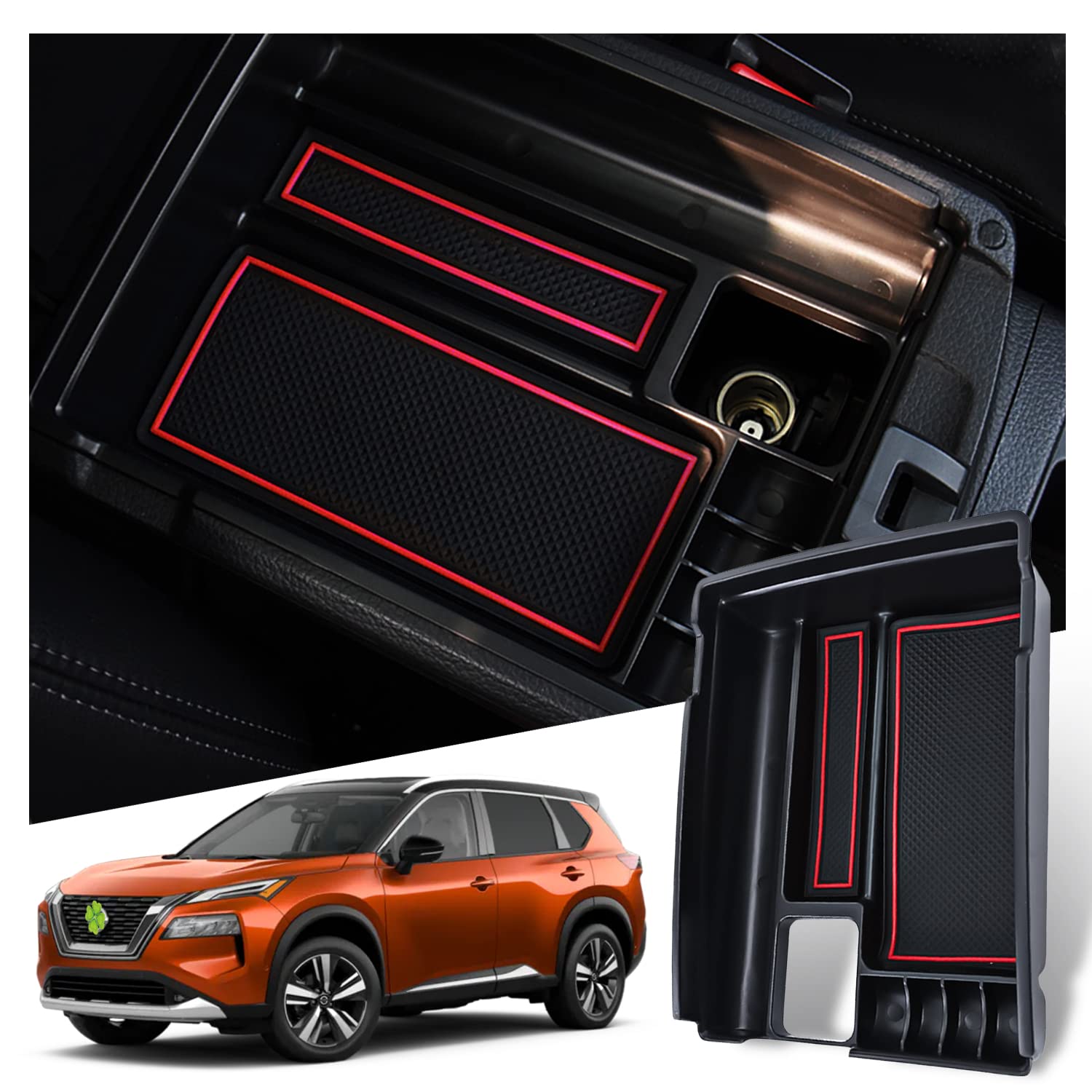 Ruiya Kompatibel mit Nissan X-Trail X Trail T32 2014-2021 Mittelkonsole Aufbewahrungsbox, XTrail Armlehne Organizer Tray Mittelarmlehne Handschuhfach Mittelkonsole Organizer X Trail Zubehör von RUIYA