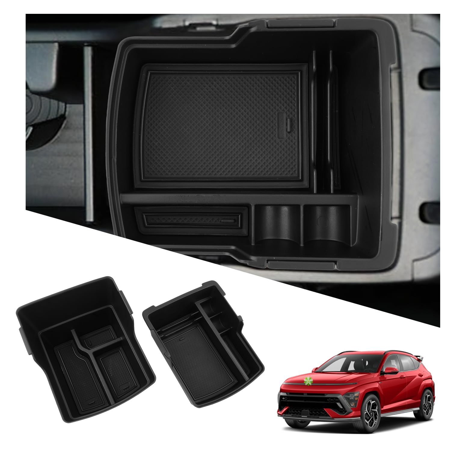 Ruiya 2024 Kona Armlehne Aufbewahrungsbox Mittelkonsole Organizer Tray Kona 2024 Zubehör Kona EV Mittelkonsole Organizer Mittelkonsole Ablagefach Kompatibel mit Hyundai Kona SX2 EV Hybird 2024 2025 von RUIYA