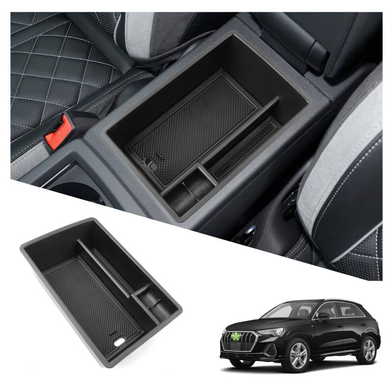 Ruiya A*udi Q3 Mittelkonsole Aufbewahrungsbox Armlehne Organizer Trayr A*udi Q3 2019-2025 Zubehör Q3 Mittelkonsole Organizer Mittelkonsole Ablagefach Kompatibel mit A*udi Q3 F3 Sportback 2019-2025 von RUIYA