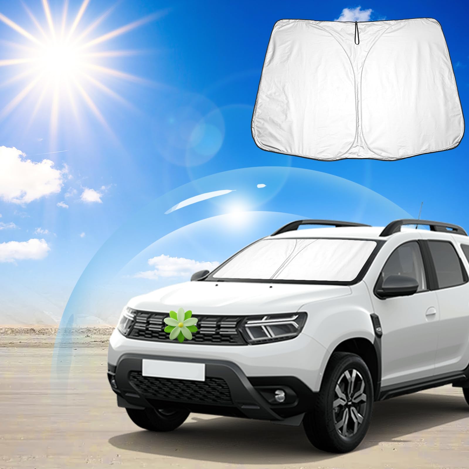 Ruiya Kompatibel mit Dacia Duster 2018-2024 Auto Sonnenschutz Frontscheibe,Windschutzscheibe Sonnenschirm Auto Frontscheibe blockiert UV Vorderseite Frontscheibe Sonnenschutz Dacia Duster Zubehör von RUIYA