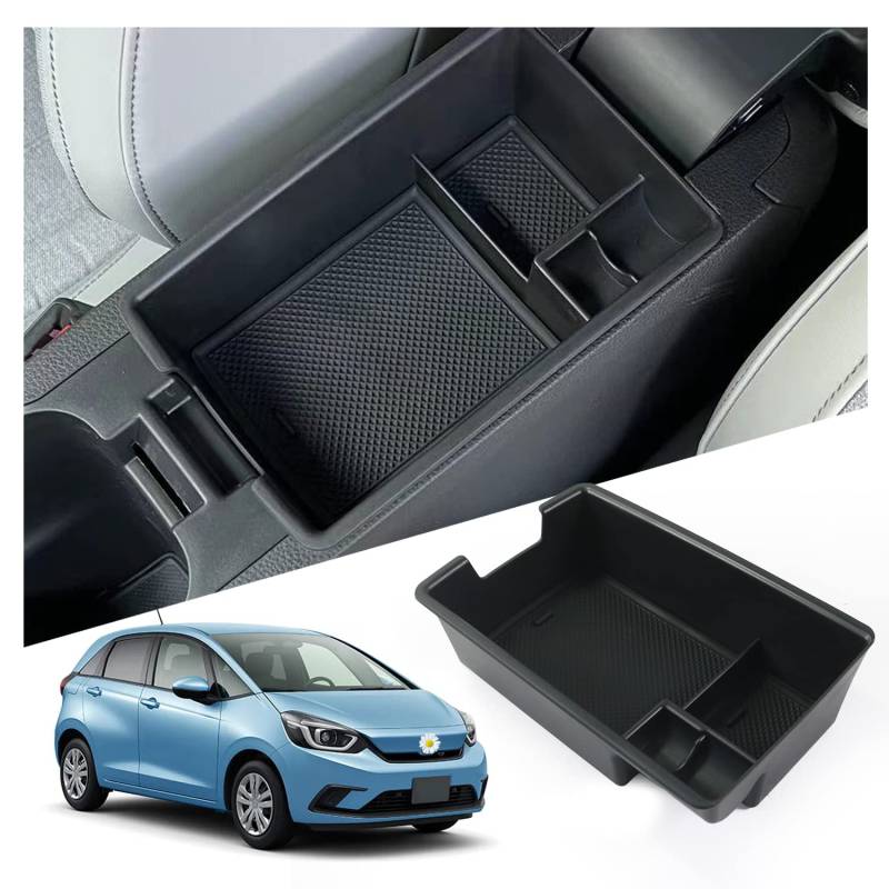 Ruiya Kompatibel mit Honda Jazz 2020-2024 2025 Mittelkonsole Aufbewahrungsbox, Jazz Armlehne Organizer Tray Mittelarmlehne Handschuhfach Mittelkonsole Organizer Ablagefach Jazz Zubehör von RUIYA