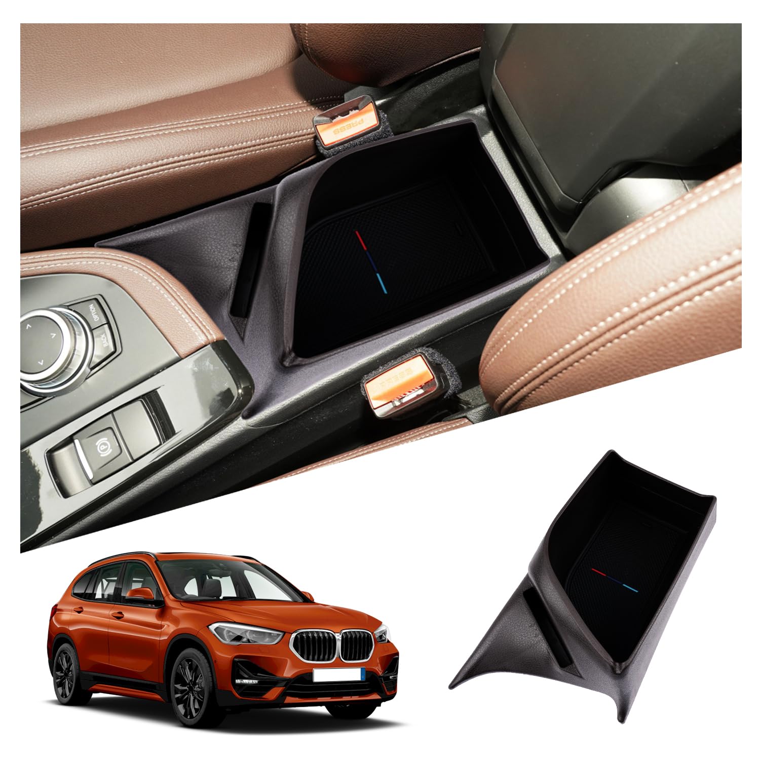 Ruiya Kompatibel mit BMW X1 F48 X2 F39 2019-2022 Mittelkonsole Aufbewahrungsbox,BMW X1 Armlehne Organizer Tray Mittelarmlehne Handschuhfach Mittelkonsole Organizer Ablagefach BMW X1 Zubehör von RUIYA