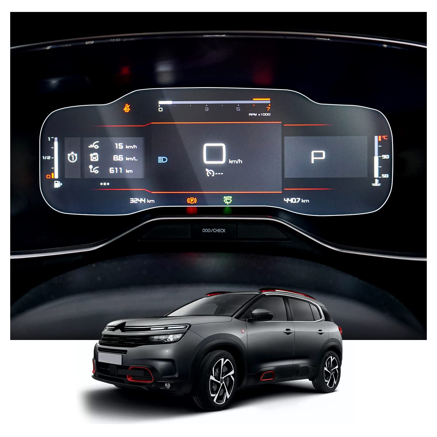 Ruiya Kompatibel mit Citroen C5 Aircross 2018-2021 Navigation Schutzfolie, 2 Stücke 12.3-Zoll Nano Material Navigation Displayschutzfolie GPS C5 Aircross Touchscreen Schutzfolie C5 Aircross Zubehör von RUIYA