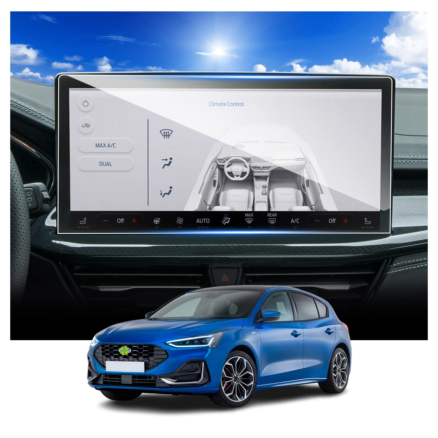 Ruiya Kompatibel mit Ford Focus MK4 2022 2023 2024 Navigation Schutzfolie, 13.2" Navigation Displayschutzfolie HD Hartglas Focus Schutzfolie GPS Touchscreen Gehärtetem Glas Schutzfolie Anti-Scratch von RUIYA