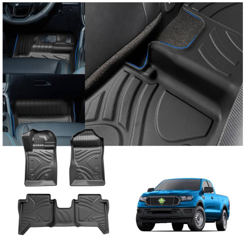 Ruiya Kompatibel mit Ford Ranger T9/ Raptor/Wildtrak X 2024 2025 Fußmatten Gummimatten,TPE Autofussmatten Ranger Automatten Fußmatten Antirutsch Fußmatte Allwetter matten für Ranger Raptor Zubehör von RUIYA