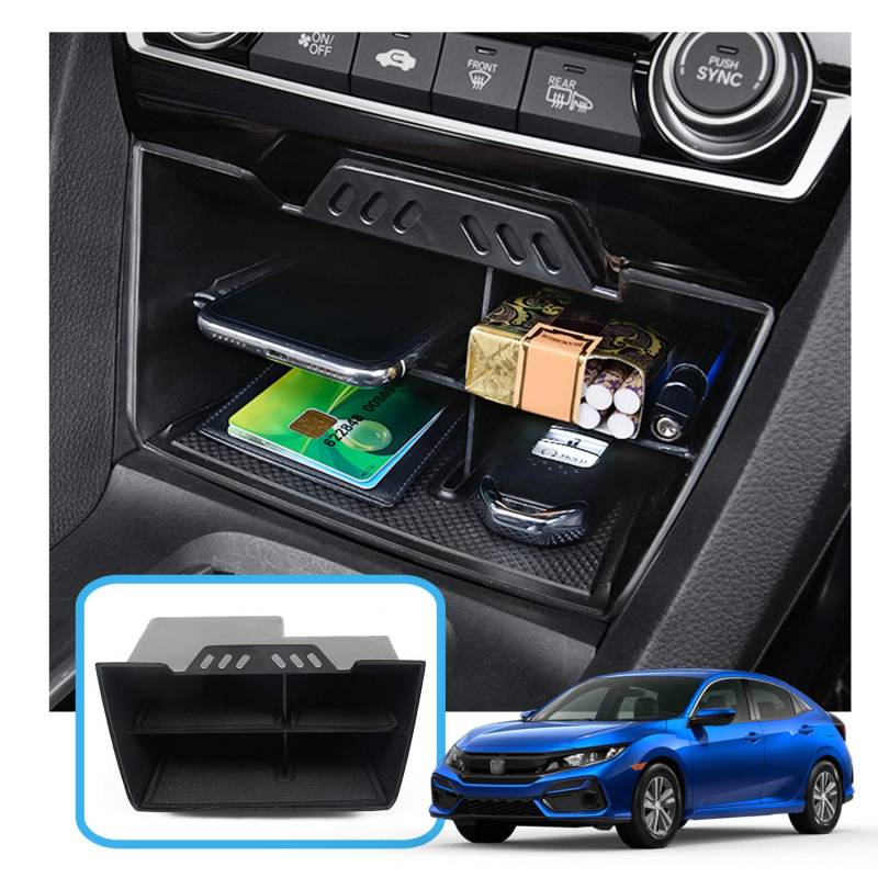 Ruiya Kompatibel mit Honda Civic MK10 2018-2021 Mittelkonsole Aufbewahrungsbox, Civic Armlehne Organizer Tray Mittelarmlehne Handschuhfach Mittelarmlehne Organizer Ablagefach Civic Zubehör von RUIYA