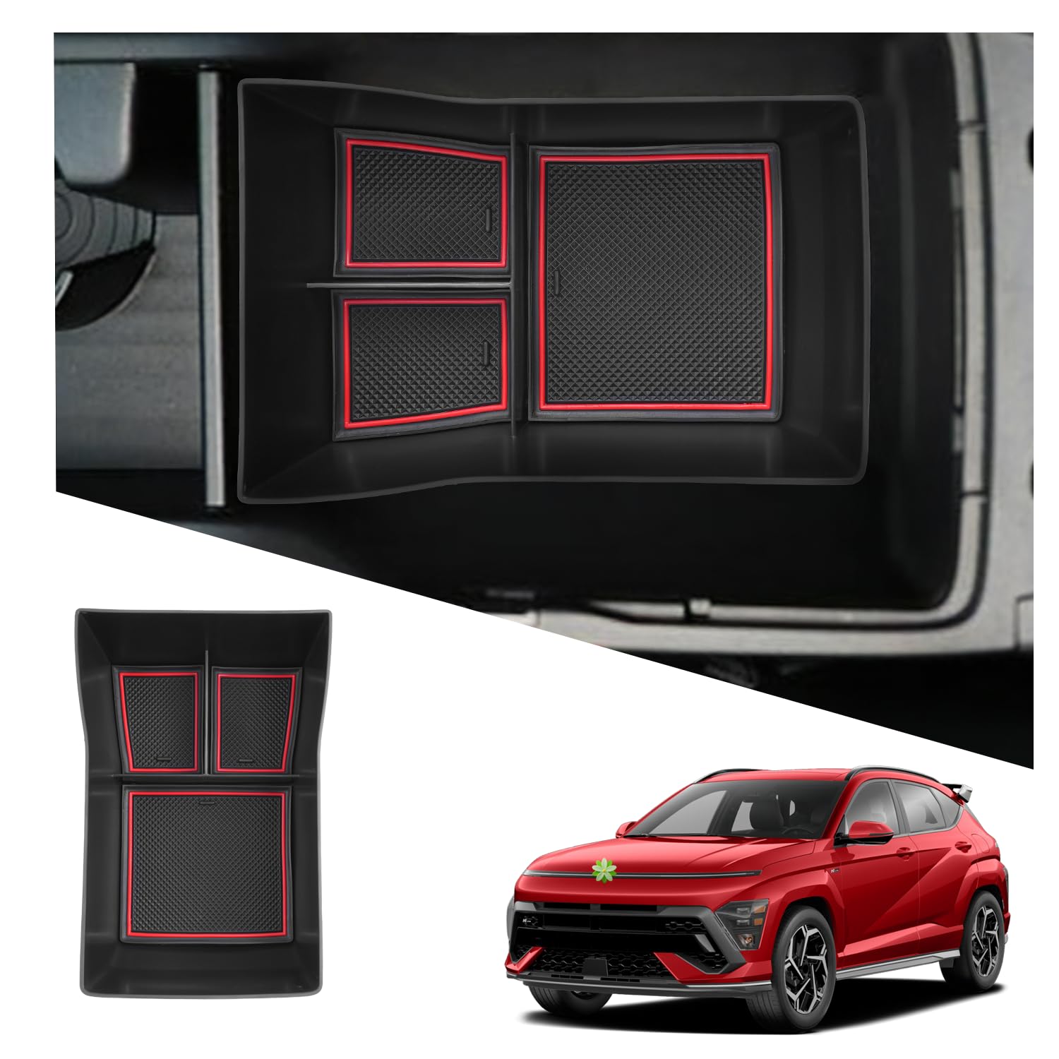 Ruiya Mittelkonsole Aufbewahrungsbox für Hyundai Kona SX2 2024 2025 (Elektronische Automatikgetriebe), Mittelarmlehne Handschuhfach Mittelkonsole Organizer Kona SX2 Armlehne Organizer Tray von RUIYA