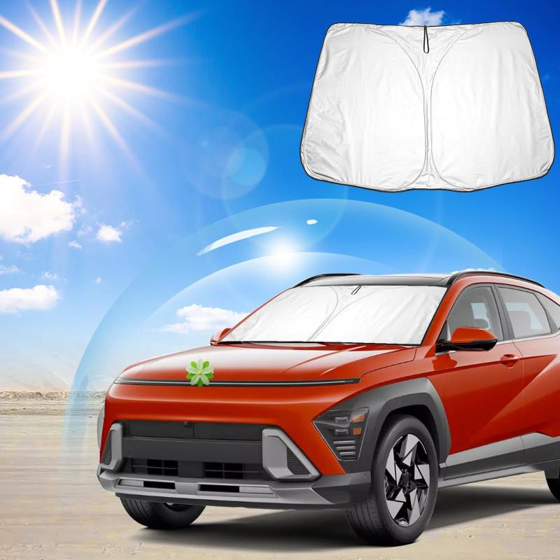 Ruiya Kompatibel mit Hyundai Kona SX2 2024 2025 Auto Sonnenschutz Frontscheibe, Windschutzscheibe Sonnenschirm Auto Frontscheibe blockiert UV Vorderseite Frontscheibe Sonnenschutz Kona SX2 Zubehör von RUIYA