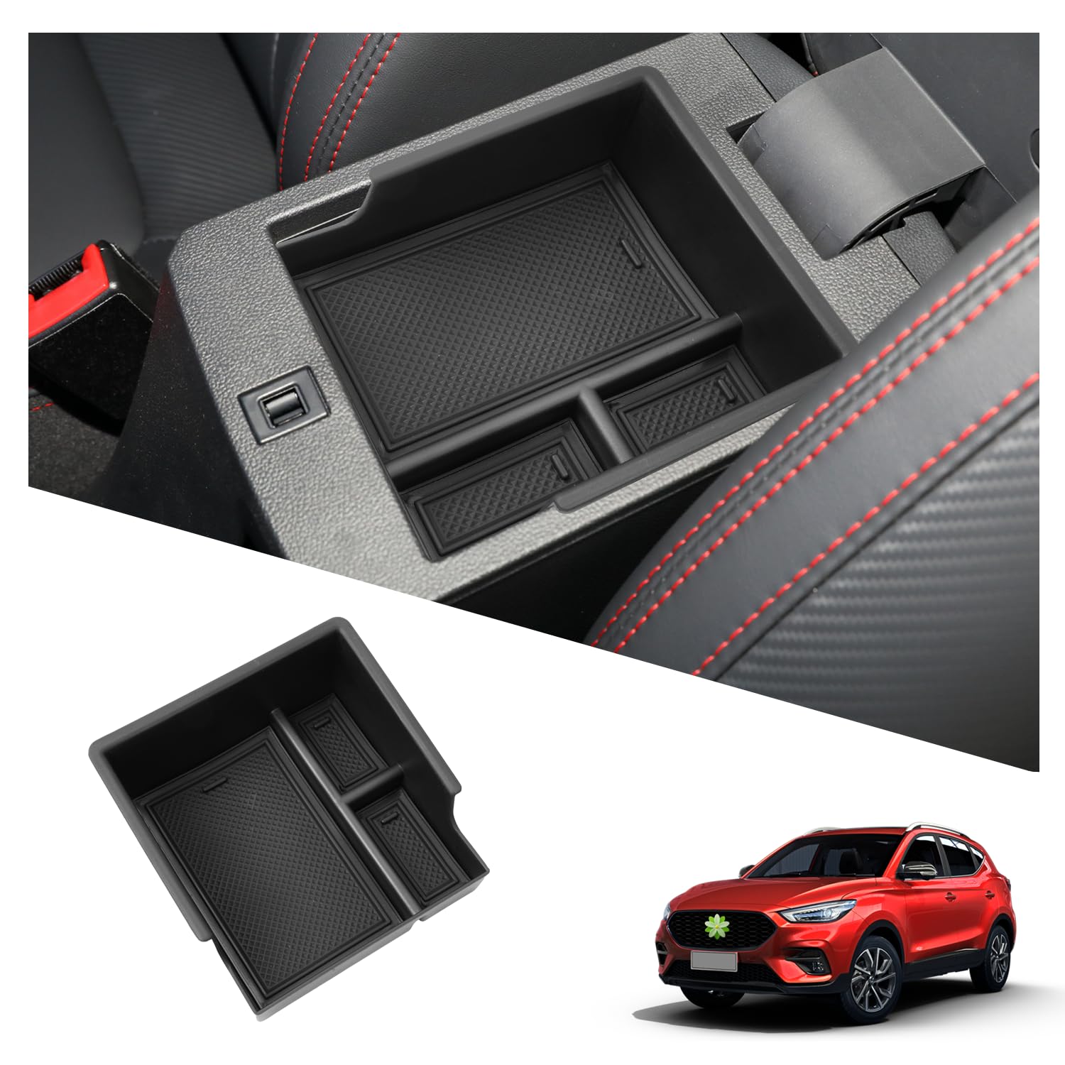 Ruiya Kompatibel mit MG ZS Facelift 2022 2023 2024 (Manuelle Handbremse) Mittelkonsole Aufbewahrungsbox, Armlehne Organizer Tray Mittelarmlehne Handschuhfach Mittelkonsole Organizer MG ZS Zubehör von RUIYA