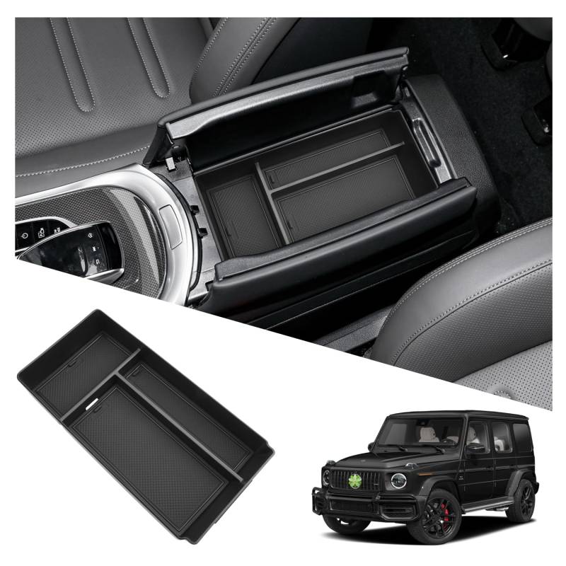 Ruiya Kompatibel mit Mercedes-Benz G-Klasse 2019-2024 W463 W464 Mittelkonsole Aufbewahrungsbox für G500 G350 Zubehör Armlehne Organizer Tray Mittelarmlehne Mittelkonsole Organizer Ablagefach von RUIYA