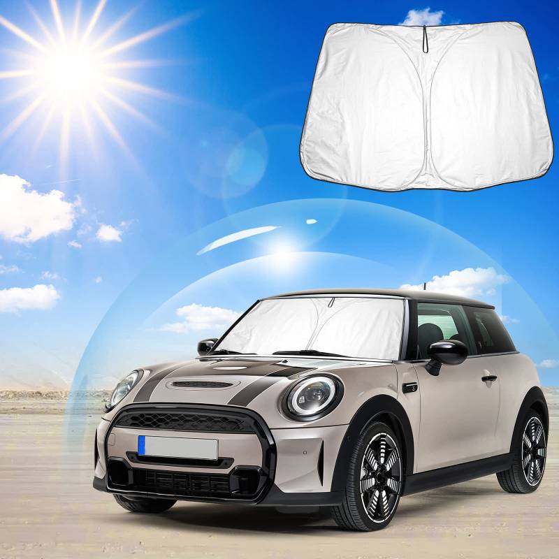 Ruiya Kompatibel mit Mini Cooper F55 F56 2015-2022 2023 Auto Sonnenschutz Frontscheibe, Auto Windschutzscheibe Sonnenschirm Auto Frontscheibe blockiert UV Vorderseite Frontscheibe Sonnenschutz von RUIYA