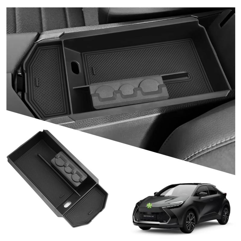 Ruiya Kompatibel mit Neu Toyota C-HR Hybrid 2024 2025 Mittelkonsole Aufbewahrungsbox, C-HR 2024 Armlehne Organizer Tray Mittelarmlehne Handschuhfach Mittelkonsole Organizer Ablagefach C-HR Zubehör von RUIYA