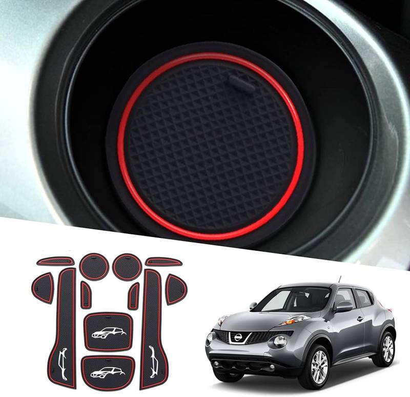 Ruiya Kompatibel mit Nissan Juke F15 2010-2019 Auto Gummimatten Türschlitzmatte, Juke Antirutschmatten Armlehne Getränkehalter Matte Mittelkonsole Rutschmatten Türnaht rutschfeste Matte Juke Zubehör von RUIYA