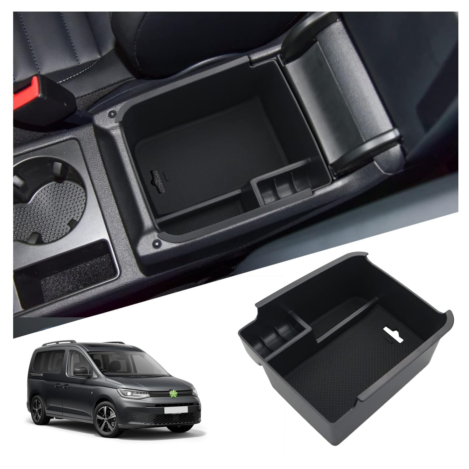 Ruiya Kompatibel mit VW Caddy 2020-2024 2025 Mittelkonsole Aufbewahrungsbox, VW Caddy Armlehne Organizer Tray Mittelarmlehne Handschuhfach Mittelkonsole Organizer Ablagefach VW Caddy Zubehör von RUIYA