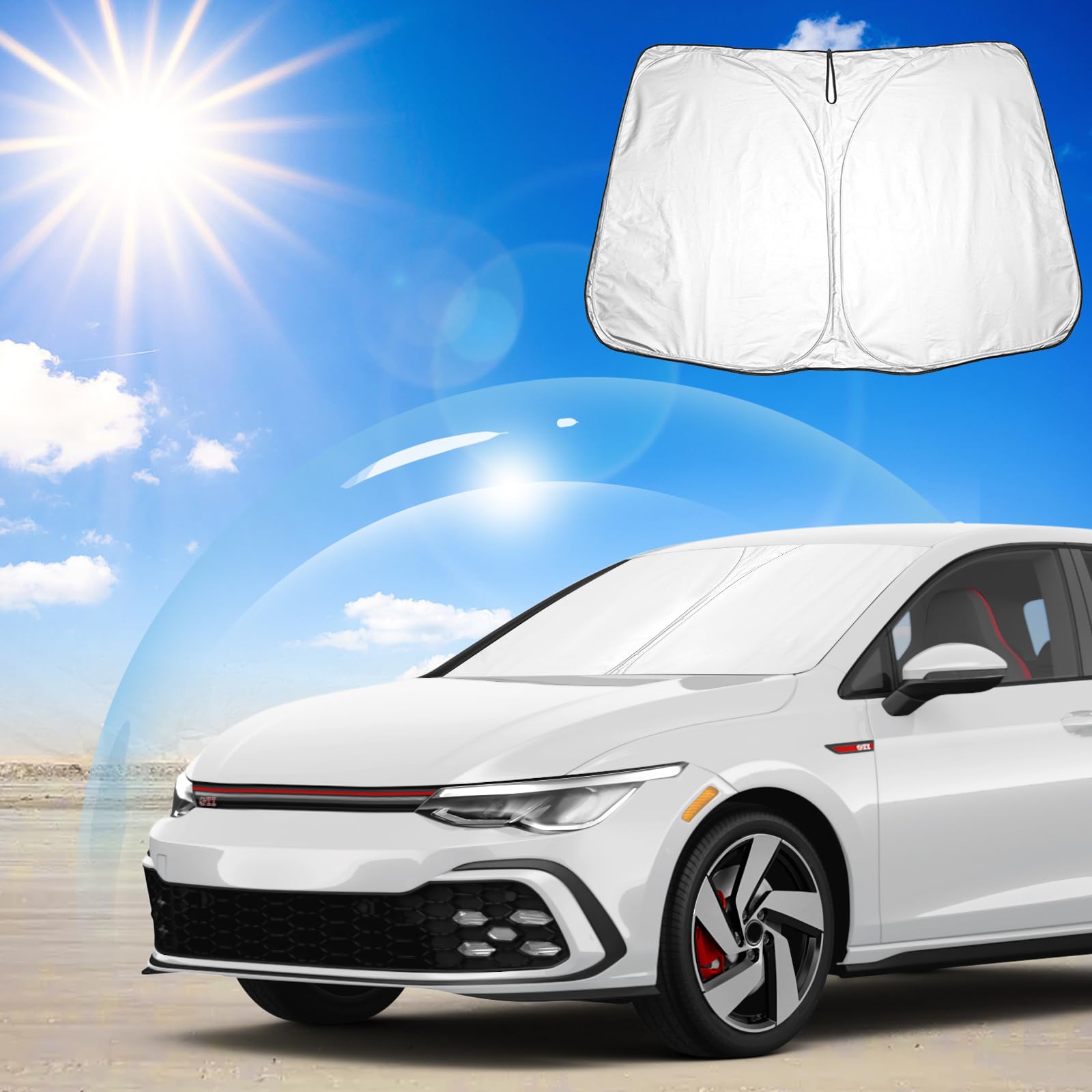 Ruiya Kompatibel mit VW Golf 8 2020-2024 Auto Sonnenschutz Frontscheibe, Windschutzscheibe Sonnenschirm Auto Frontscheibe blockiert UV Vorderseite Frontscheibe Sonnenschutz VW Golf 8 Zubehör von RUIYA