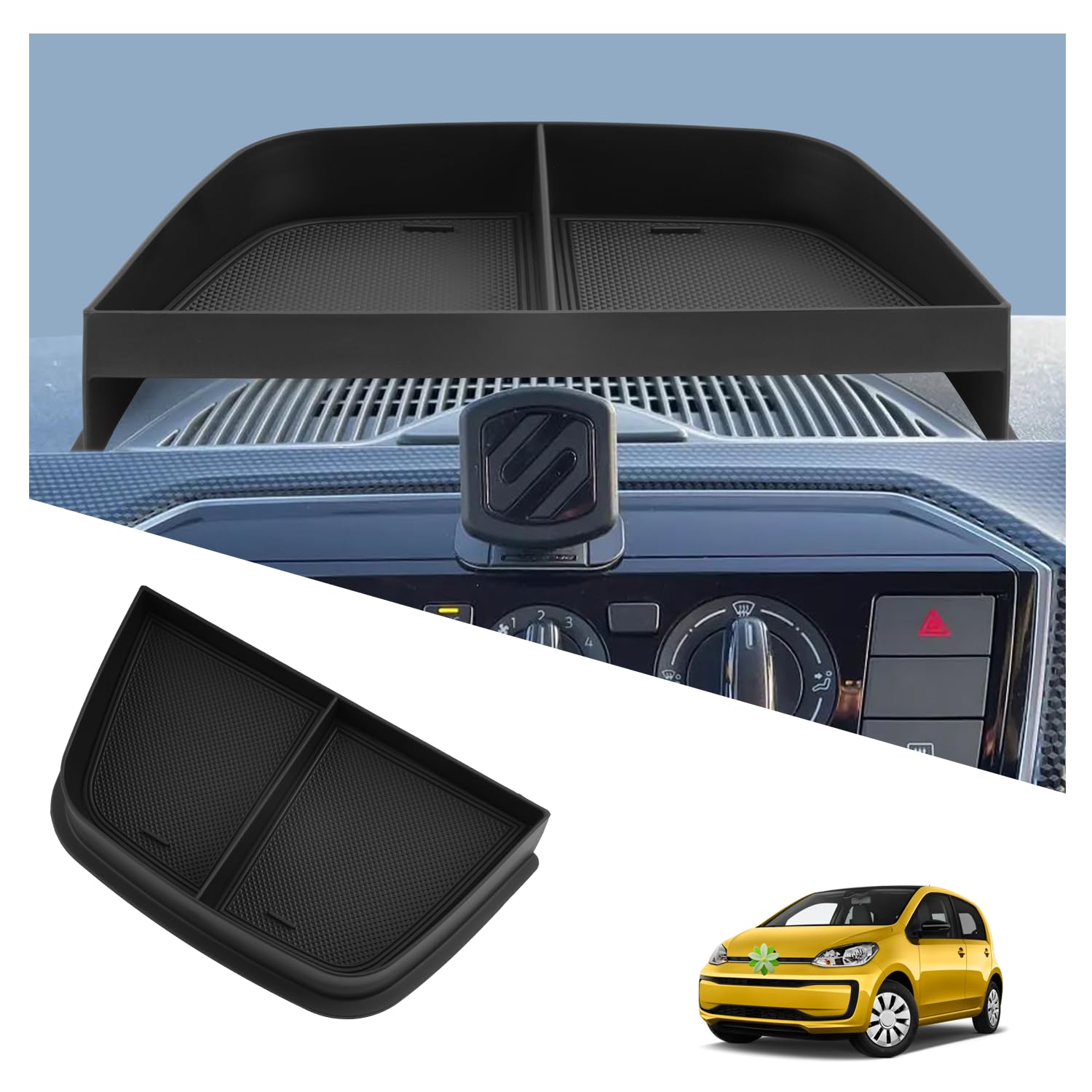 Ruiya Kompatibel mit VW UP/Seat MII/Citigo 2013-2023 2024 Mittelkonsole Aufbewahrungsbox, Organizer Tray Instrumententafel Ablagen Organizer Tablett VW UP Zubehör von RUIYA