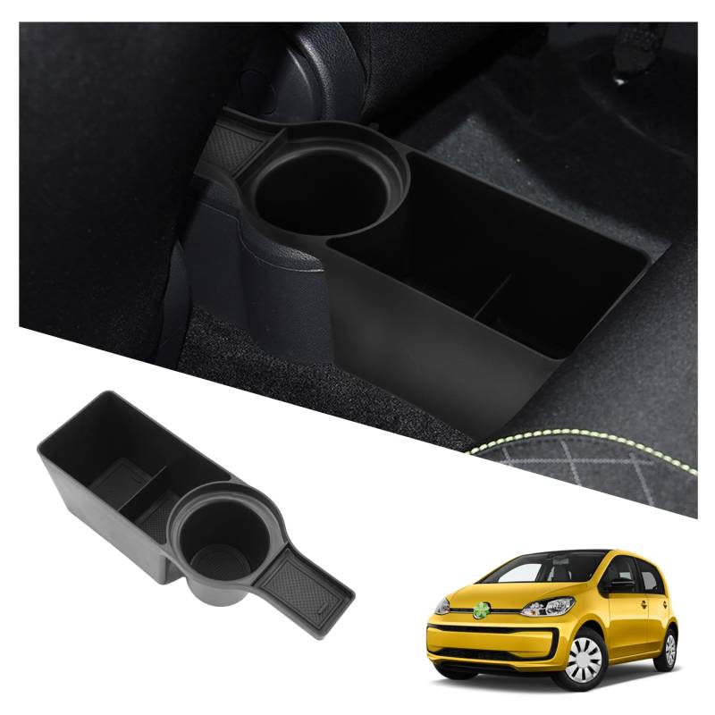 Ruiya Kompatibel mit VW UP GTI/Seat MII/Skoda Citigo 2013-2024 Mittelkonsole Aufbewahrungsbox, Getränkehalter Hinten Aufbewahrungsbox Organizer Tray Mittelkonsole Organizer Ablagefach VW UP Zubehör von RUIYA