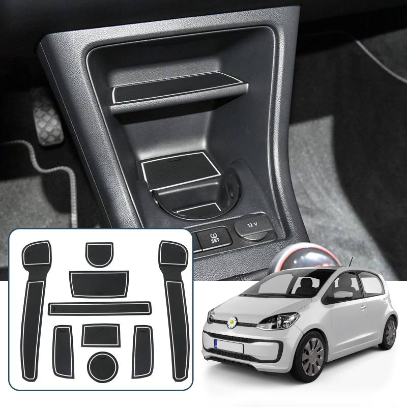 Ruiya Kompatibel mit VW UP/Seat MII/Skodα Citigo 2013-2023 2024 Auto Gummimatten Türschlitzmatte, Antirutschmatten Armlehne Getränkehalter Matte Mittelkonsole Rutschmatten Türnaht Matte von RUIYA