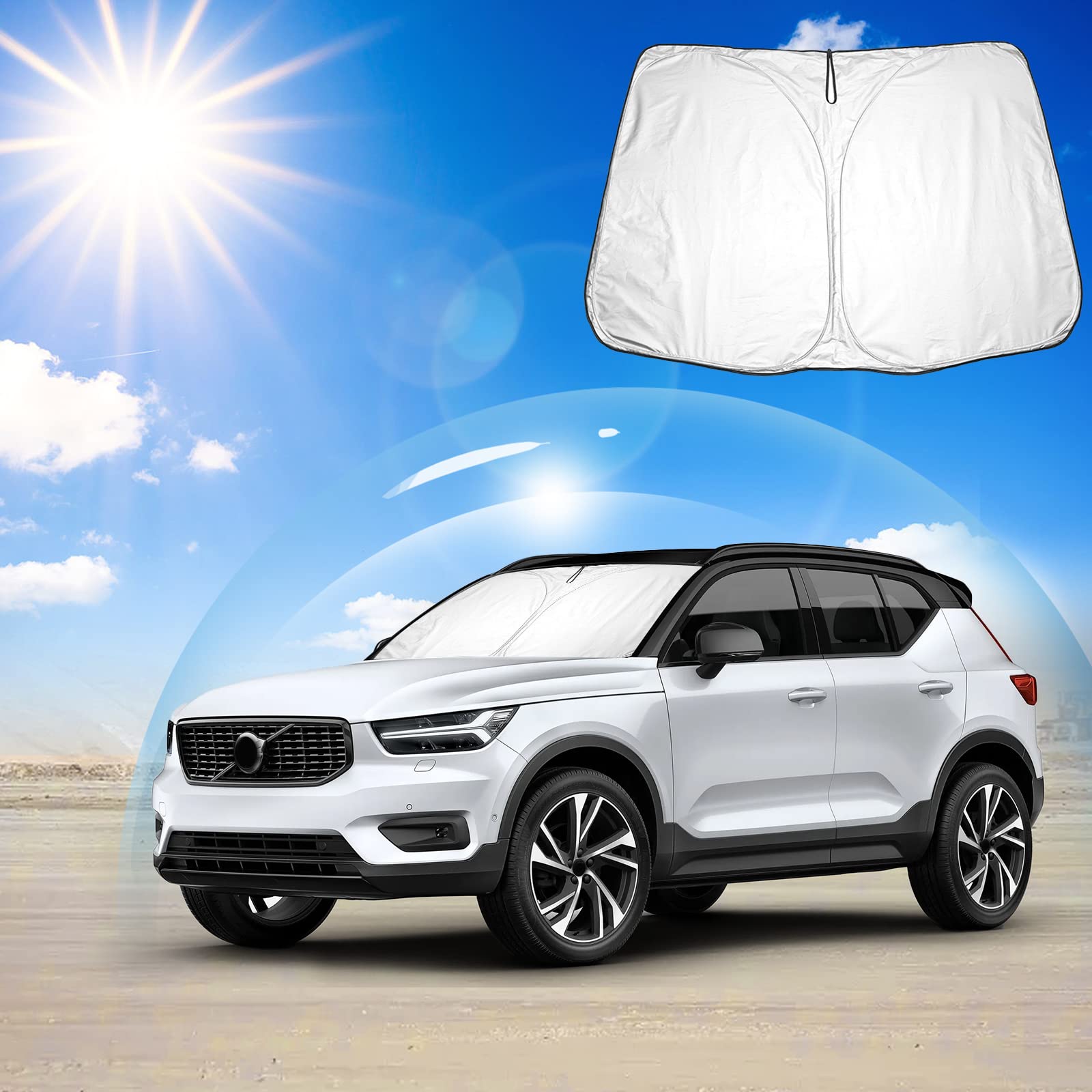 Ruiya Kompatibel mit Volvo XC40 2018-2024 Auto Sonnenschutz Frontscheibe, Auto Windschutzscheibe Sonnenschirm Auto Frontscheibe blockiert UV Vorderseite Frontscheibe Sonnenschutz Zubehör für XC40 von RUIYA