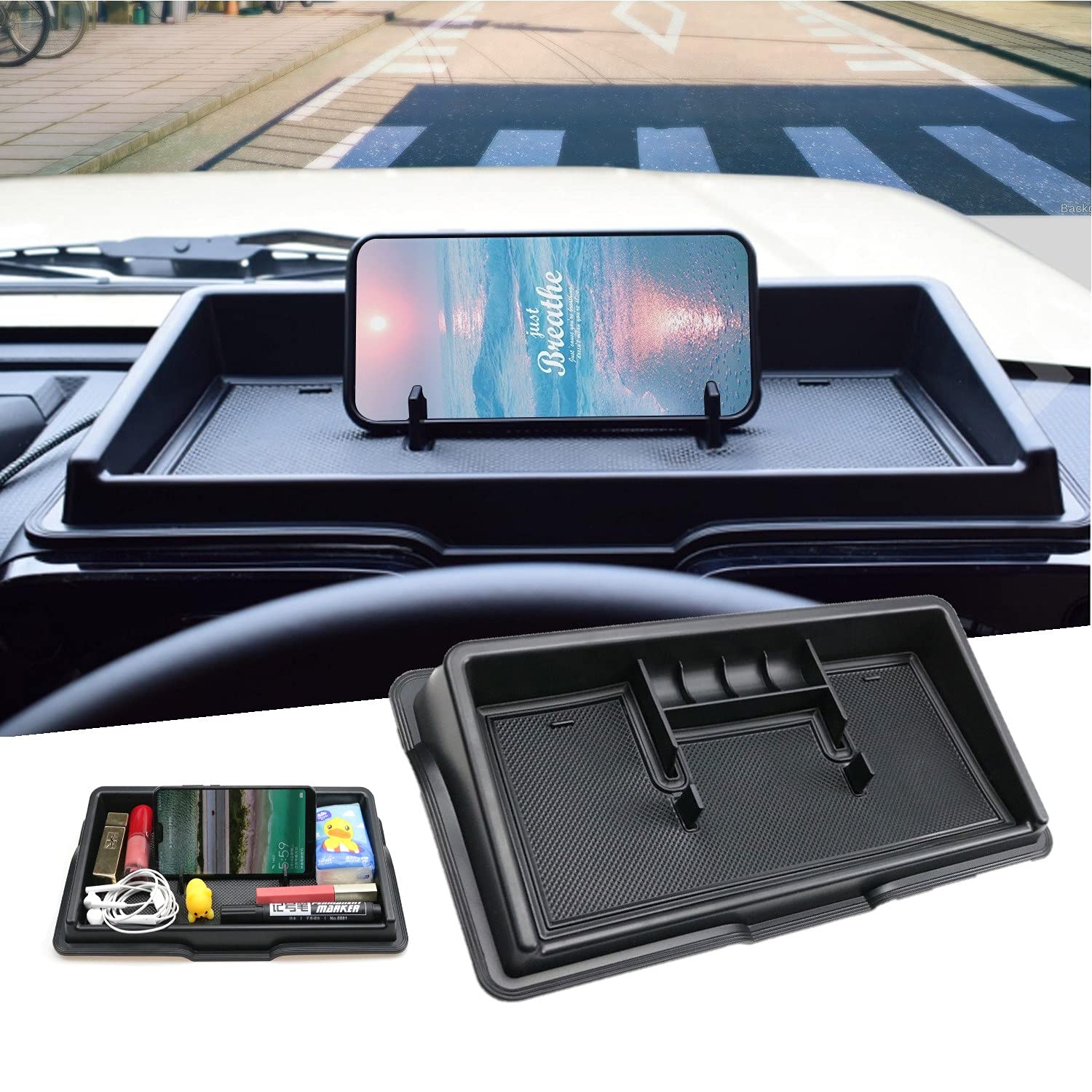 Ruiya Mittelkonsole Aufbewahrungsbox für Suzuki Jimny JB64W JB74W 2018-2023 2024, Mittelkonsole Handyhalterung Instrumententafel Telefon Halter Navigation Ablagen Organizer Tablett Jimny Zubehör von RUIYA