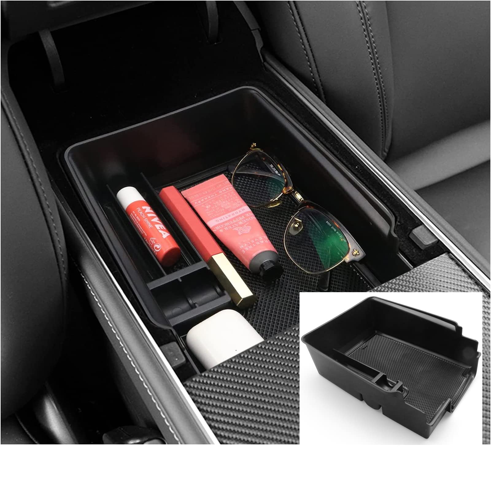 Ruiya Model 3 | Model Y Mittelkonsole Aufbewahrungsbox Armlehne Organizer Tray für Model 3 | Model Y Zubehör 2021-2023 Mittelkonsole Ablagefach Kompatibel mit Tesla Model 3 | Model Y 2021 2022 2023 von RUIYA