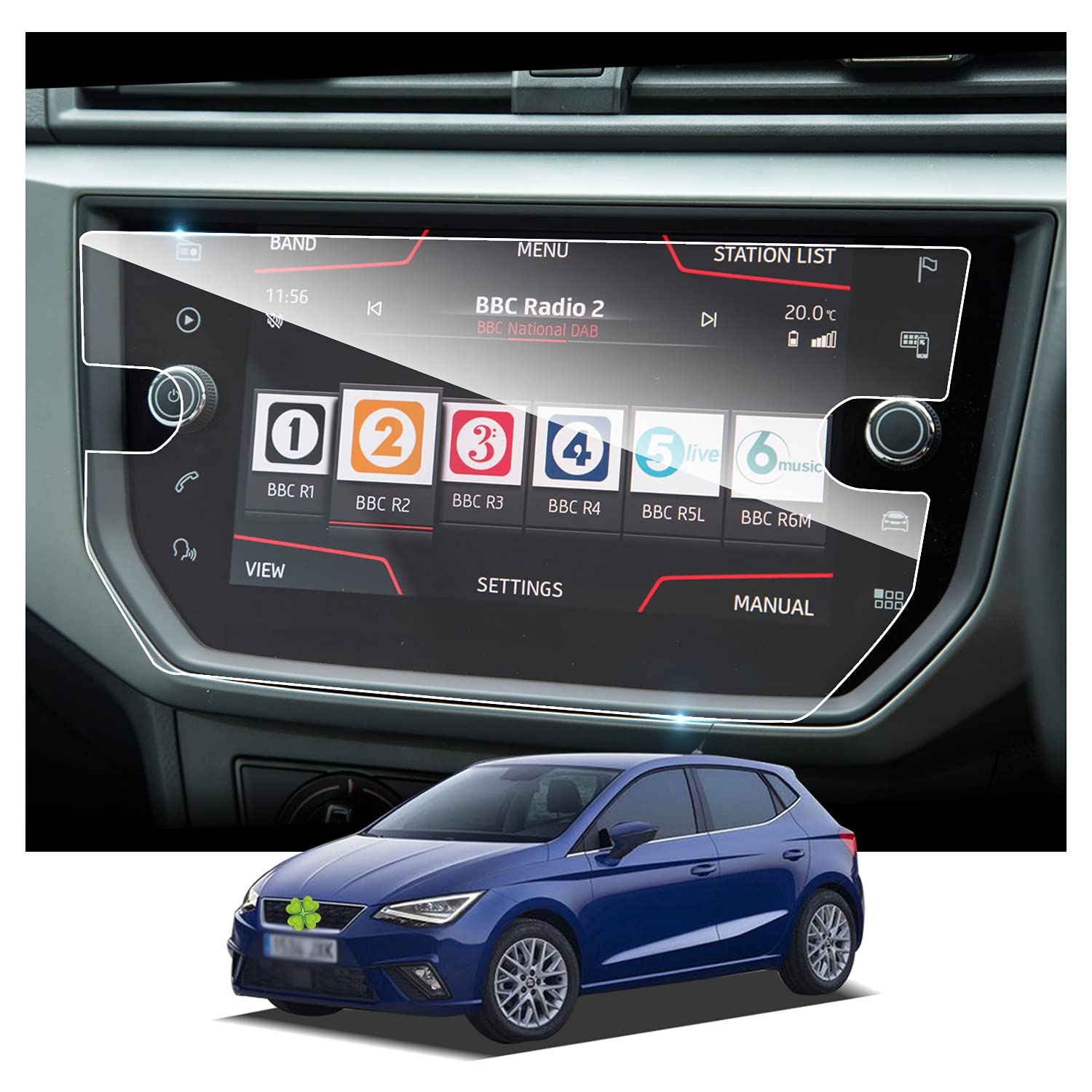 Ruiya Navigation Schutzfolie Kompatibel mit 2018-2021 Seat Ibiza Arona Media System Plus 8",Navigation Displayschutzfolie Hartglas Ibiza Schutzfolie GPS Touchscreen Gehärtetem Glas Schutzfolie von RUIYA