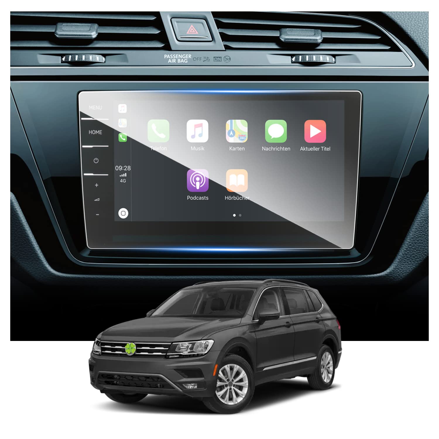 Ruiya Navigation Schutzfolie Kompatibel mit VW Tiguan 2 MK2 GTE Allspace 2017-2023, 9.2” Navigation Displayschutzfolie HD Hartglas Tiguan Schutzfolie GPS Touchscreen Gehärtetem Glas Schutzfolie von RUIYA