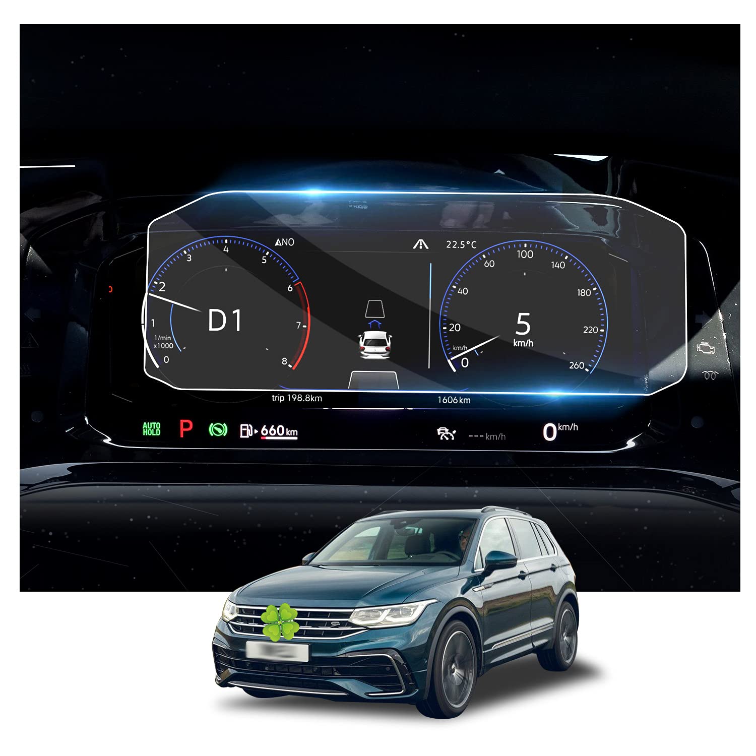 Ruiya Navigation Schutzfolie Kompatibel mit VW Tiguan 2 MK2 GTE Allspace 2020-2023, 10.25” Navigation Displayschutzfolie HD Hartglas Tiguan Schutzfolie GPS Touchscreen Gehärtetem Glas Schutzfolie von RUIYA