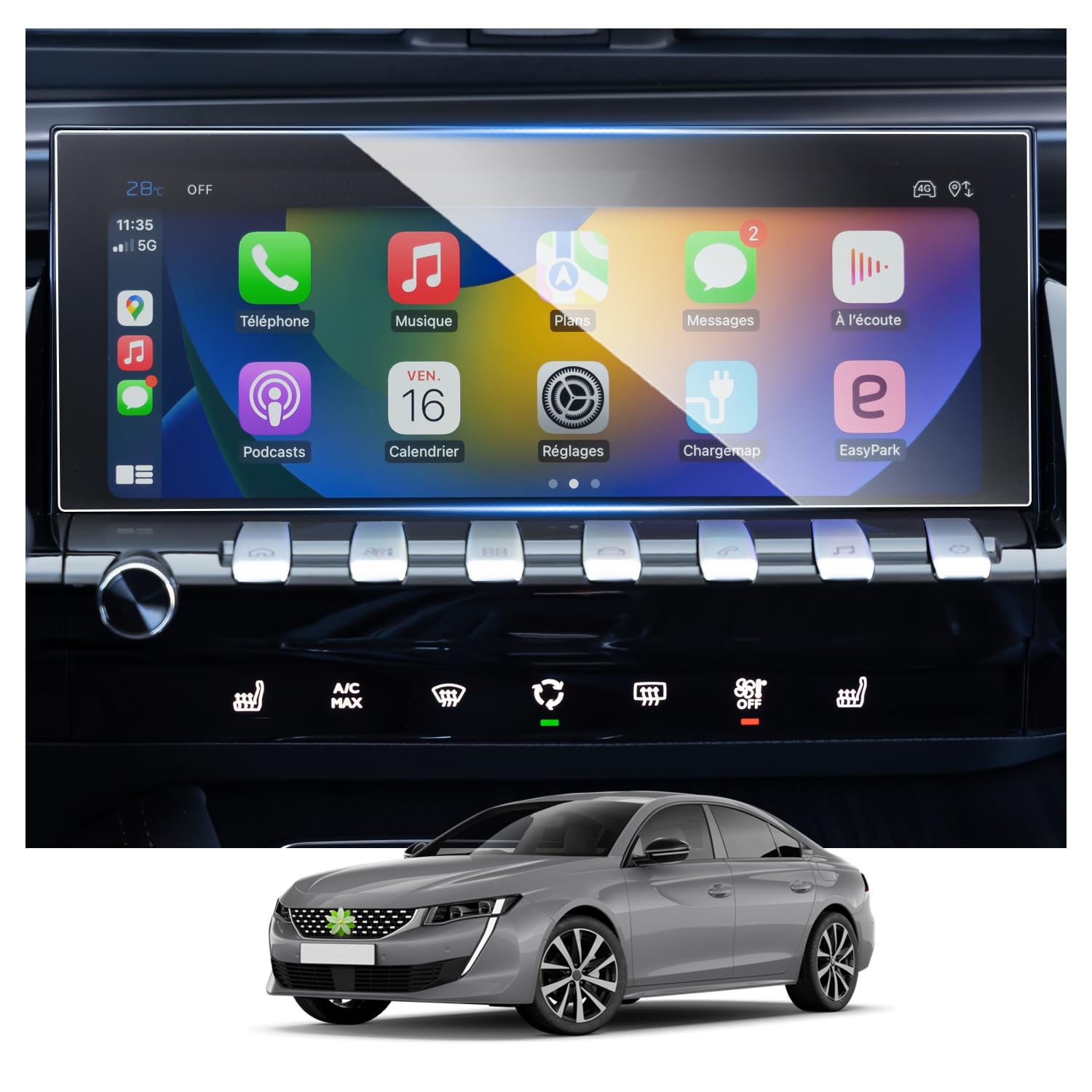 Ruiya Schutzfolie Kompatibel mit 10" Peugeot 508 SW GT Line 2019-2024, Navigation Schutzfolie Glas Displayschutzfolie 9H Kratzfest Anti-Fingerprint für Peugeot 508 Schutzfolie Auto Navigation Glas von RUIYA