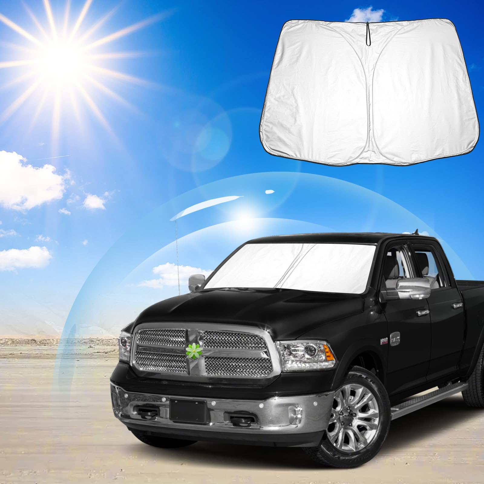 Ruiya für Dodge RAM 1500 2500 3500 2009-2018 Sonnenschutz Frontscheibe, Windschutzscheibe Sonnenschirm Auto Frontscheibe blockiert UV Vorderseite Frontscheibe Sonnenschutz RAM 1500 Zubehör von RUIYA