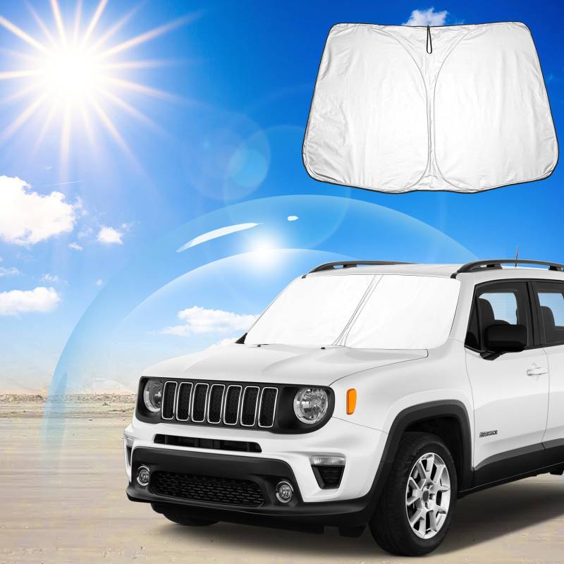 Ruiya für Jeep Renegade BU 2015-2024 Auto Sonnenschutz Frontscheibe, Auto Windschutzscheibe Sonnenschirm Frontscheibe blockiert UV Vorderseite Frontscheibe Sonnenschutz Renegade Zubehör von RUIYA