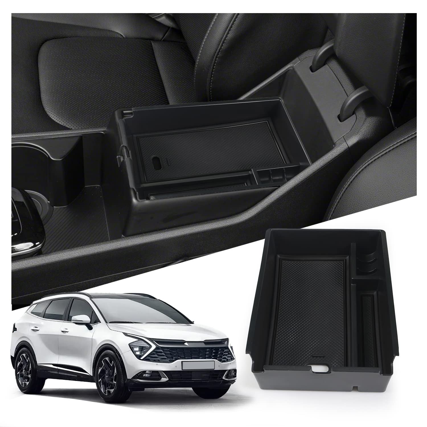 Ruiya Kompatibel mit Kia Sportage NQ5 (Automatikgetriebe) 2022-2024 2025 Mittelkonsole Aufbewahrungsbox, Sportage Armlehne Organizer Tray Mittelarmlehne Handschuhfach Organizer Sportage Zubehör von RUIYA